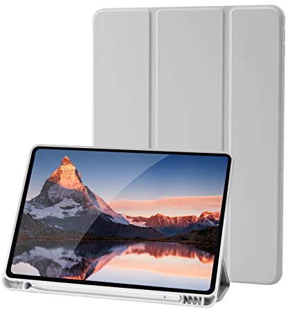 Funda Cover Compatible con iPad 9 8 7 Generación (10.2 Pulgadas, 2021/2020/2019), Soporta Carga de Pencil 2nd Gen, Auto Despertador/Sueño (Gris)