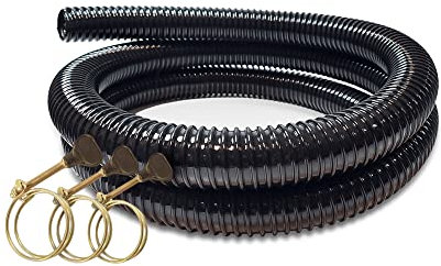 Swell Anti Kink Corrugated Flexible Pond Hose Pipe for Pond Pumps and Filters 5m with 3 Hose Clips (20mm Internal Diameter)