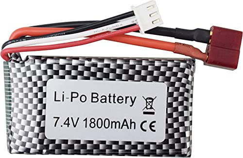 YUNIQUE GREEN-CLEAN-POWER - Batterie au Lithium 7.4V 1800mAh T-Plug | Compatible avec WLTOYS A959-B A969-B A979-B K929-B 144001 | Performances Prolongées pour Véhicules RC Tout-Terrain, Argenté