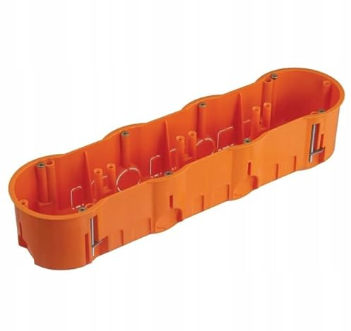 5x 4-Fach Gipskartondose, Rigips Hohlwanddose, Gerätedose, Schalterdose, Abzweigdose Orange UP HW Ø 68mm x 272mm x 60mm Tiefe, zur Befestigung der Dose in Gipskartonplatten, PK60-47PG 5st.