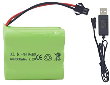 1PCS AA 7.2V 2800mah RC battery pack with SM-2P plug and USB charging cable for Toy Tank Engineering Series Flatbed Semi-Trailer Truck RC high capacity Ni-MH Battery