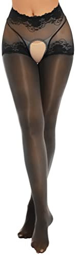 TiaoBug Damen Strumpfhose 70 Den glossy Glänzende Hose Pants Leggings Tights Modisch Matt mit Glanz Fein Strumpfhosen Schwarz Dünn XL