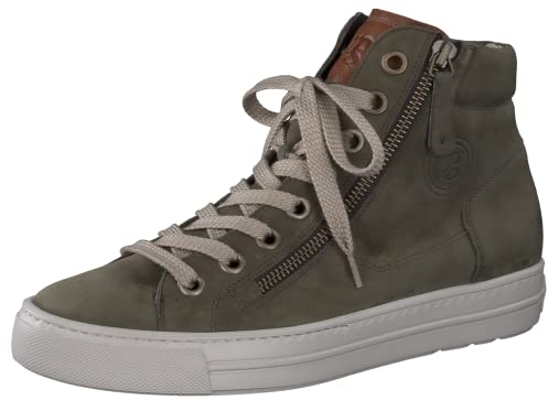 Paul Green Damen SUPER Soft Hightop-Pauls | Frauen High-Top Sneaker | mid Cut | Halbschuhe | straßenschuhe | Strassenschuhe | Grün (Oliv/Cognac) | 38 EU / 5 UK