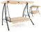 COSTWAY 3 Seater Garden Swing Seat Bed, Convertible Outdoor Hammock Bench Chair with Adjustable Canopy and Removable Cushion, Steel Frame Porch Patio Swing Chair Lounger for Balcony Deck Poolside