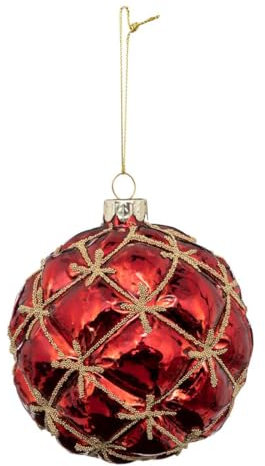 FEERIC LIGHTS & CHRISTMAS - Weihnachtskugel capitons rot aus Glas 100mm