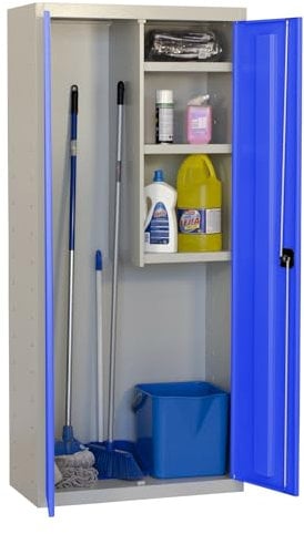 Simon Rack Armario Escobero Multiusos, 1800x800x400 mm, 2 Puertas, 3 Estantes, Gris/Azul - Simonlocker