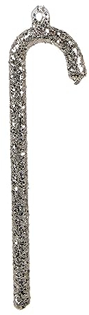 Clayre & Eef Weihnachtsanhänger Zuckerstange 14 cm Silberfarbig Glas Weihnachtsbaumschmuck