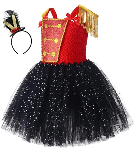 Firulab Costume Casse-Noisette | Costume de robe de Noël pour - Costume Casse-Noisette, jupe à gâteau sans manches avec bandeau, déguisement de cirque Casse-Noisette, L (Linéaire)