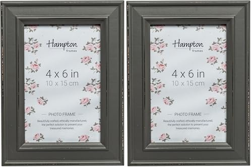 Hampton Frames PALOMA 4x6 (10x15cm) Grey Picture Photo Frame Glass PAL301946G (Pack of 2)