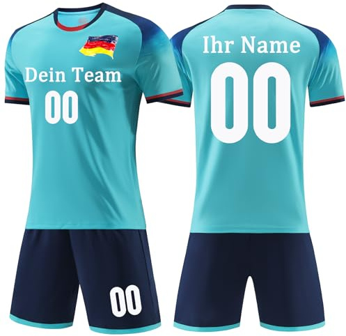OPUTWDF Trikots Benutzerdefiniert Jeder Name Nummer Team Logo - T-Shirt&Shorts Fussball Set Kinder Männer Jungen Personalisierte Fußballtrikots