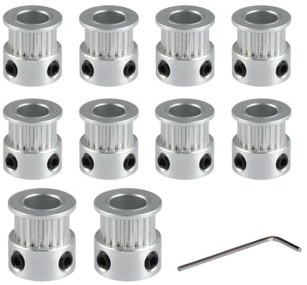 Super Print GT2 Riemenscheibe GT2 Pulley 20 Zähne 20 Teeth 8mm Bohrung Breite 6mm Aluminium 20T Pulley Rad für 6mm Breite GT2 Zahnriemen für 3D-Drucker, CNC. (10Stück)