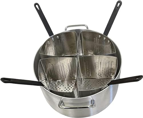 Cooking Pots,20 Quart Aluminum Pasta and Vegetable Cooker with Four Stainless Steel Insert Filter Baskets, Commercial Pasta Cooker Dumpling Maker Home Kitchen Cooking Tool (Silver)