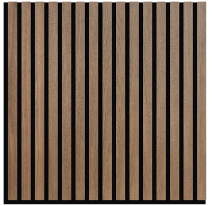 Phoenix Artpanel Paneles Acusticos Decorativos con Laminas de Madera y Fieltro para Pared 60 x 60 x 2.1 cm (4 Piezas, Walnut)