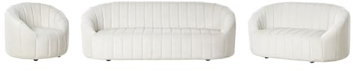 Beliani Sofa Set 3-teilig Samt weiß gesteppt oval Muschelform niedrige Lehnen Malung