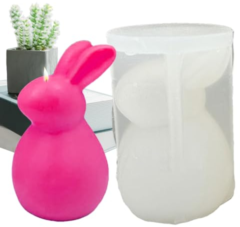 Moule en silicone en forme de lapin, moule en silicone 3D en forme de lapin, moule à gâteau en forme de lapin 3D, moule à bougie fait à la main, outils de décoration de gâteau en mousse