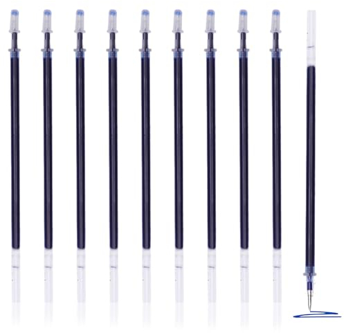 10 Stück Kugelschreiberminen, 0,5 mm Gel-Tinte Ersatzminen, Blau, Austauschbare Kugelschreiber Minen Tinte Glatte Schreiben Kugelschreiber Nachfüllungen Tintenschreiber