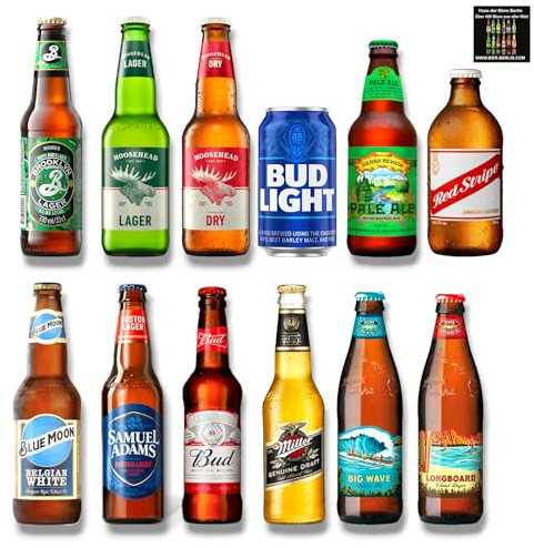 USA Bier Mix - die beliebtesten Biere in einem Set 24 x 330ml /355ml- USA & Kanada - Inkl. Haus der Biere Berlin Bierdeckel