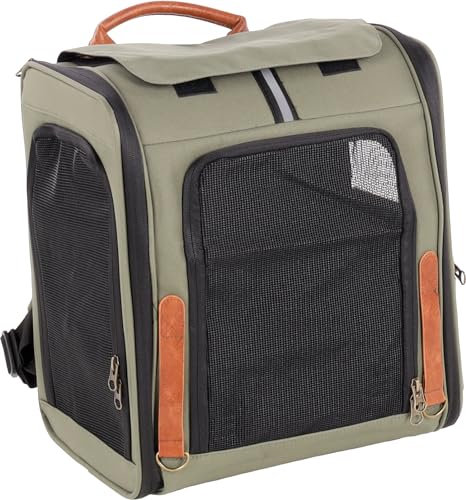 Sac à Dos Chat – Chien – Flamingo Yoda Vert – 34×26×40 cm – Polyester – Cadre/Dos renforcés – Ouvertures AV/Haut/côté – Fond Amovible – Sangle sécurité – Bretelles/Ceinture/Poitrine – Poche & poignée