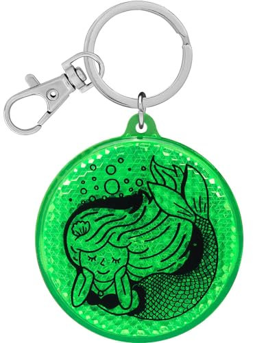 GRUSS & CO Reflektor Motiv Meerjungfrau | Runder Anhänger mit Schlüsselring und Karabinerverschluss, Headercard, Reflektoranhänger | Kindergeburtstag, Geschenk, Schulstart | 70152