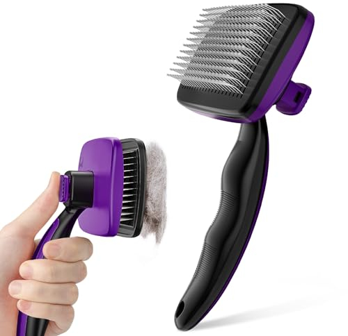 Pecute Brosse Autonettoyante pour Chien Chat Poils Longs et Courts, Enlèvement Efficace en Un Clic, jusqu'à 98% des Poils Morts et Tomentose
