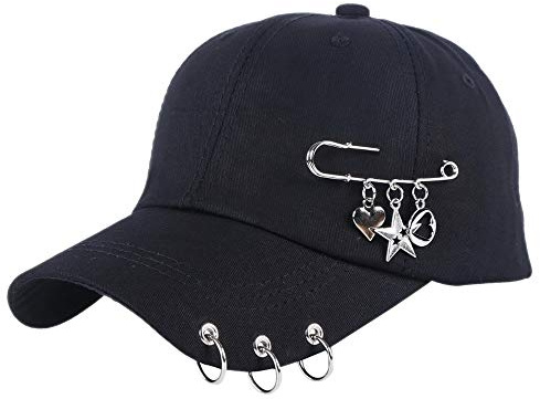 GERRIT Unisex Ring Chain Baseball Caps Summer Street K-Pop Hip Hop Hat Trucker/12 (Color : B-Black, Size : One Size)