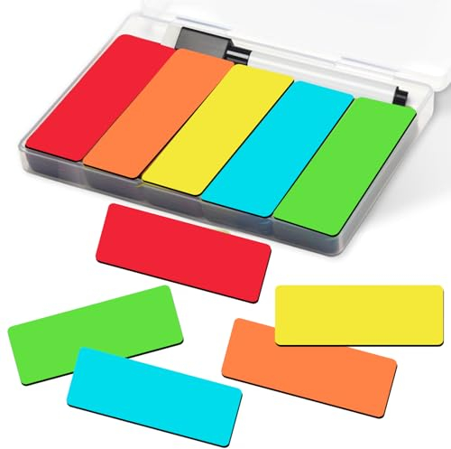 PUWOWYE 75 Stück Magnetstreifen Beschreibbar, 80x30 mm Magnetschilder zum Beschriften, Magnetetiketten Beschreibbar Wiederverwendbar für Whiteboards, Tafel, Kühlschränke, Magnettafeln