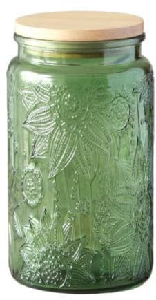 ANSQU Vintage Glass Jar, 34oz Candy Jar with Lid, Vintage Colored Mason Jar for Kitchen Decorative Jar for Coffee Tea Candy Cookies, Cute Jar (Green, 1 Pack)