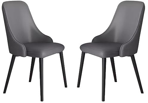 BAKULI Moderne Kunstleder Esszimmerstühle 2er Set Küchen Und Wohnzimmer Lounge Thekenstühle Stabile Metallbeine Aus Karbonstahl(Dark Grey)