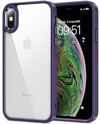 HOOMIL Hülle für iPhone XS Max, Anti-Vergilbung, Lila | Stoßschutz, Durchsichtige Kratzfeste Harte Rückseite, Unterstützt Kabelloses Laden