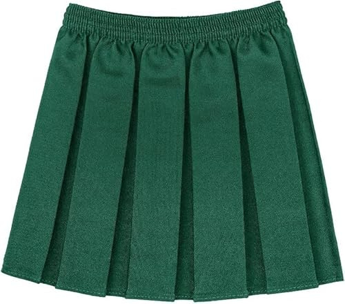 ANZEE Girls Box Pleated School Uniform Elasticated Waist Skirt Kids School Sports Skater Skirt Age 2-18 Years (UK, Age, 6 Years, 7 Years, Bottle Green)