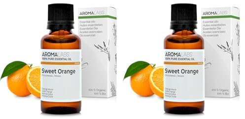 BIO - Olio essenziale ARANCIA DOLCE - 30mL - 100% Puro, Naturale, Chemiotipizzato e Certificato AB - AROMA LABS (Marchio Francese) (Confezione da 2)