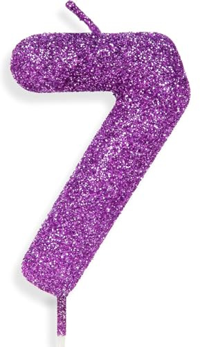 Zolunu lila rosa Geburtstag Kerze Nummer 7, Glitter Geburtstag Kerze Kuchen Toppers für Mädchen Frauen lila rosa Themed Party Dekorationen liefert Geburtstagsgeschenke