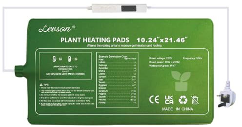 LEVSON Seedling Heating Mat with Digital Thermostat Controller, 30W Warming Mat IPX7 Waterproof Heat Mat for Plants Seedlings,Greenhouse Incubation(10.24×21.46 Inches)