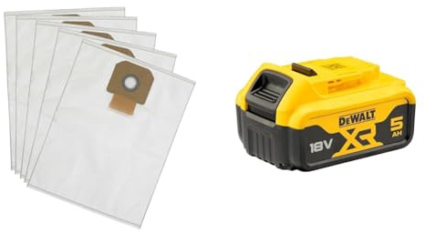 Dewalt DWV9402-XJ Fleece Dust Bag (Pack 5) + DEWALT Battery
