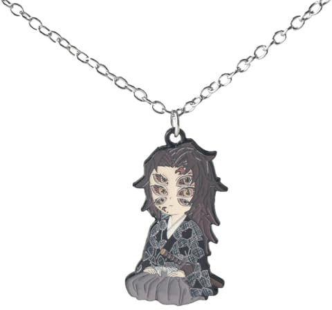 2 Pcs Kimetsus No Kokushibo Schlüsselanhänger Halskette Anime Ghost Killing Kokushibo Figur Cosplay Accessories Metall Anhänger Jewelry (1)