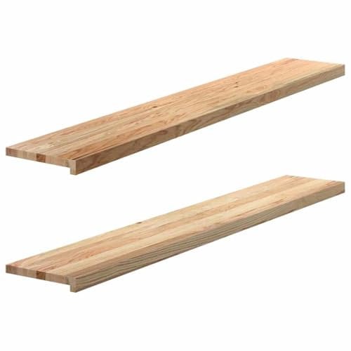 vidaXL Fensterbänke 2 Stk. Unbehandelt 160x30x2 cm Massivholz Eiche, Fensterbrett, Holz Treppenstufe, Holz Fensterbrett, Fensterbank Eichenholz