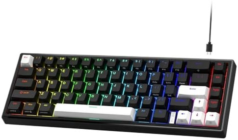 TRyYCB Retro Grey Red 60 Percent Mechanical Gaming Keyboard Gasket Mounted Backlit Design With Arrow(Black)