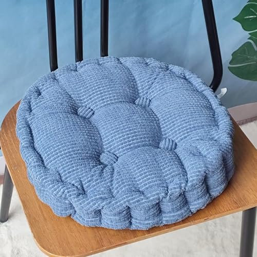 Sitzkissen Outdoor, 2er Set Stuhlkissen 45x45cm, Dicke Bodenkissen, Sitzpolster Outdoor für Bank und Gartenstuhl(Runde,Denim-Blau,45 x 45 cm)