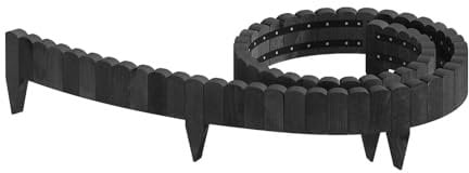 WOLTU Rasenkante, Beeteinfassung Holz, Beetumrandung 203x10 cm, Flexibler Rollborder, Gartenpalisade, Mähkante, Umzäunung für Garten, Anthrazit