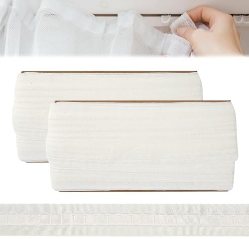 YGKYMVW 2 Rolle Gardinenband Kräuselband 30m*2.5cm, Weiß Gardinenband zum Aufnähen Universalband Vorhangband Polyester, Vorhang Faltenband für Gardinen Kräuselband für Vorhänge Türvorhänge