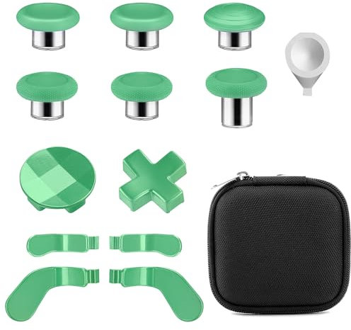 Metall Tasten Set für Xbox Elite Series 2 Controller Magnetic Joysticks Analogsticks 6 Metallbeschichtung Joysticks, 4 Paddles, 2 D-Pads, 1 Justierwerkzeug für Xbox Elite Series 2-Core (Grasgrün)