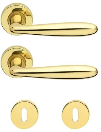 Brackle Coppia di Maniglie per Porte Interne, Modello Patri A Goccia Oro Lucido (Oro)