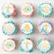 Gyufise 48Pcs Edible Baptism Cupcake Toppers Wafer Paper God Bless Cross Cupcake Picks First Holy Communion Christening Confirmation Religious Cupcake Picks for Baptism Party Decorations Blue
