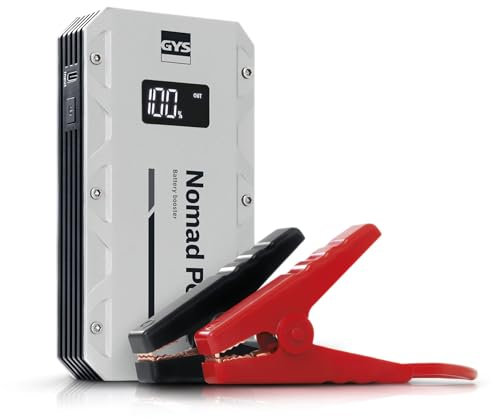 GYS, Nomad Power 501, Démarreur/Booster Batterie Lithium Portable 1500A, Véhicules 12V (Moto, Voiture), Démarrage Sécurisé, Batterie Externe 5.25Ah (PowerBank), Lampe LED, Ecran LCD