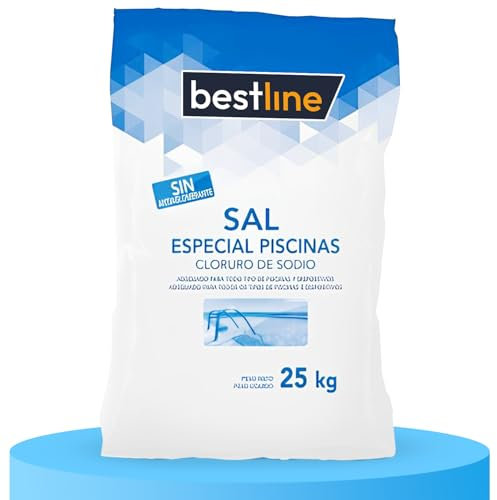 BESTLINE 1 Saco Sal Piscinas, Sal Marina Húmeda Ideal para Mantener el Agua Clara y Limpia, 25Kg