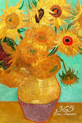 365 Day Journal Vincent Van Gogh Vase with Twelve Sunflowers: Undated Yearly Diary, Unlined Pages, Planner Notebook, 6 x 9 inches