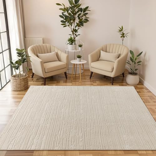 TT Home Wohnzimmer Teppich Schlafzimmer Hochflor Boho Optik Skandinavisches Muster Unifarben 3D Effekt Flauschig Weich, Größe:120x170 cm