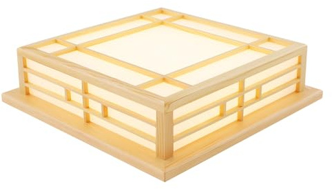 CLEADONG Deckenlampe Japanische Holz LED, Massivholz Tatami Lampe, Schlafzimmer Pendelleuchte, für Wohnzimmer, Schlafzimmer, Esszimmer, Flur, Balkon