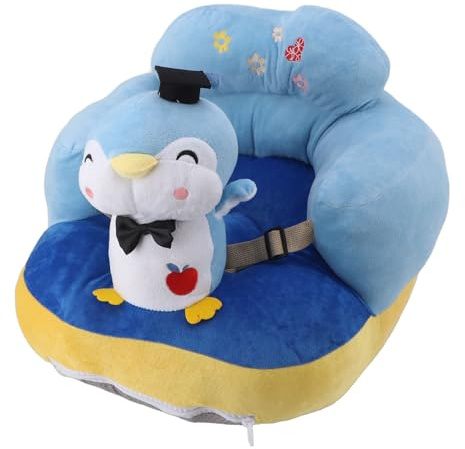 plplaaoo Baby Sitzsofa Plüsch bequemer Verstellbarer Winkel -Stuhl für Kleinkind Lernen (Blue Penguin)