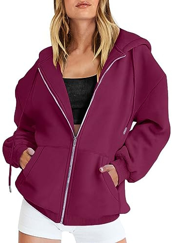 Chanpning Felpa Donna con Cappuccio e Zip Giacca Sportiva Leggero Hoodie Cotone Manica Lunga Sweatshirt Aperto con Tasche Felpe Casual Classico Oversize Pullover 2025 Tinta Unita